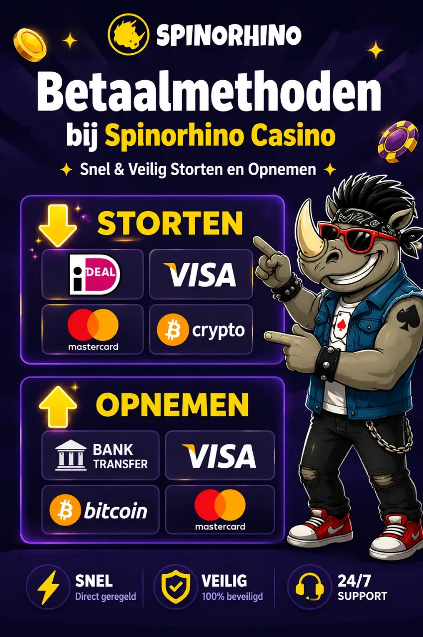 Betaalmethoden bij Spinorhino Casino — Snel & Veilig Storten en Opnemen